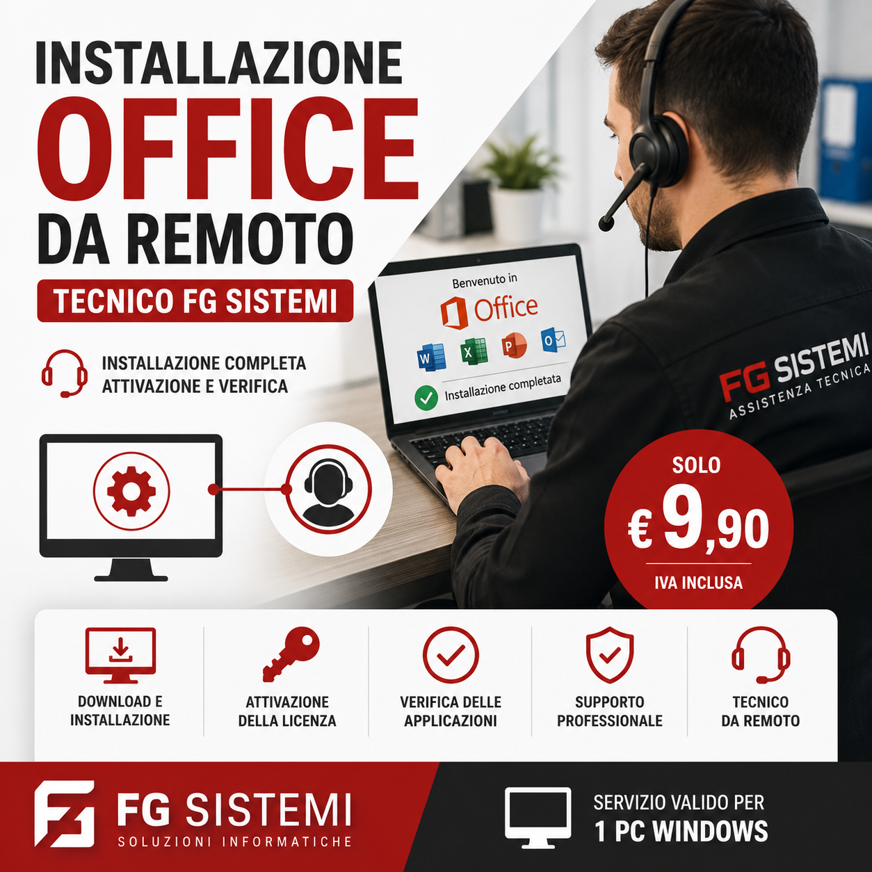 Installazione Remota Microsoft Office con Tecnico FG SISTEMI - 1 PC